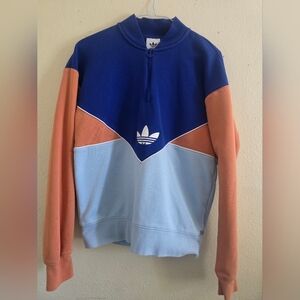 Adidas Men's Blue, Orange, and Light Blue Sweater